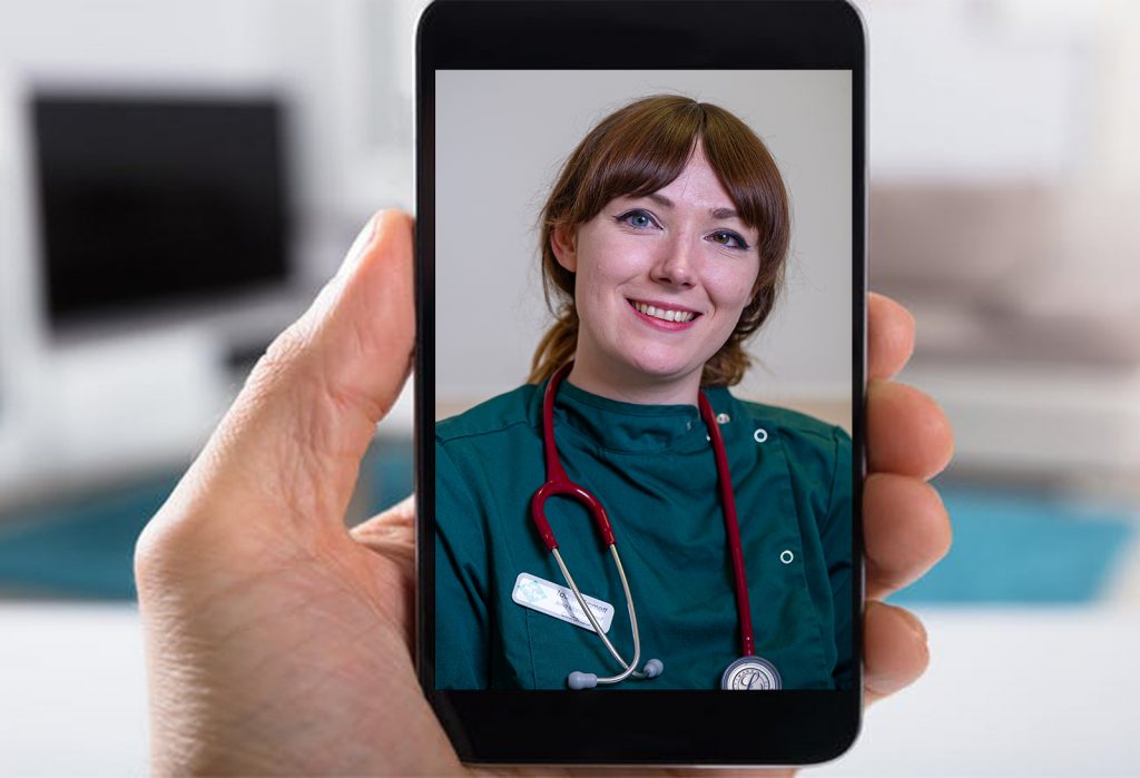 rachel video An image of Rachel conducting a video veterinary consultation